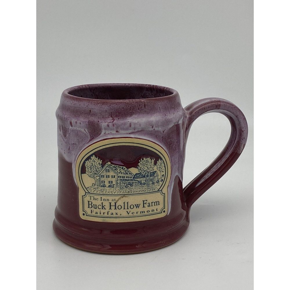 Deneen Pottery Drip Glaze Mug Inn At Buck Hollow Farm‎ Fairfax Vermont Red